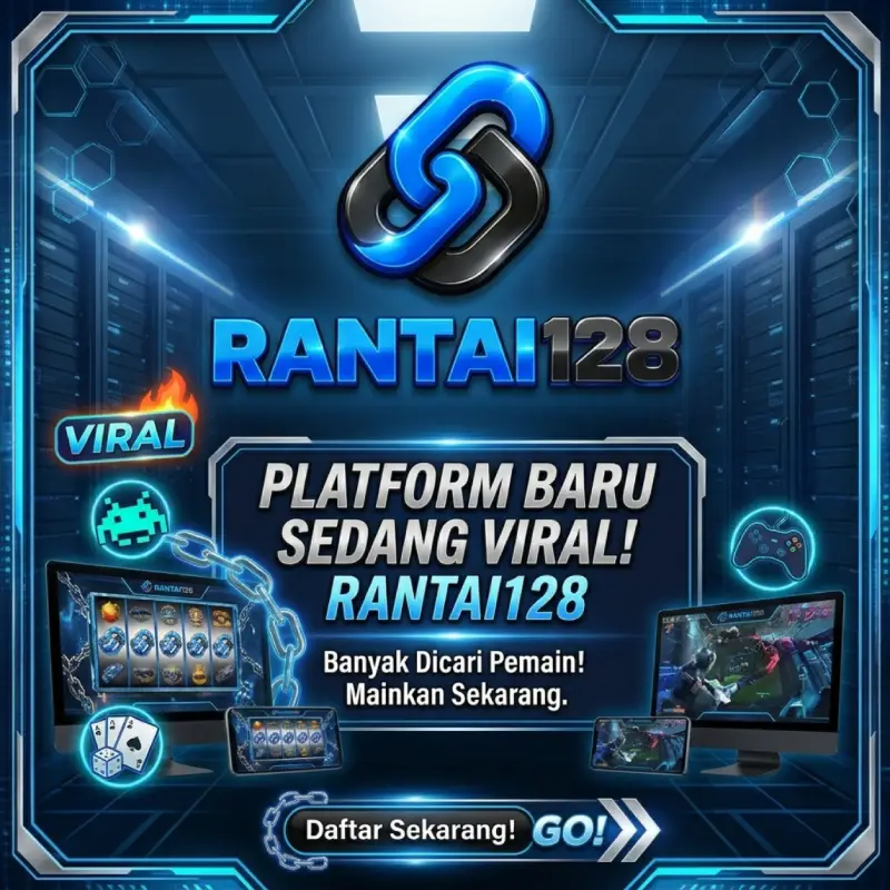 Banner RANTAI128 dengan konsep biru dan hitam